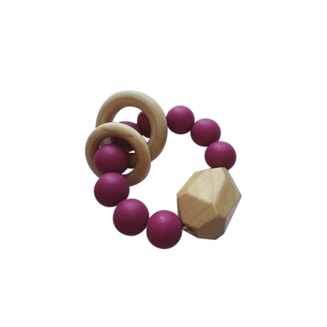 Hayes Silicone + Wood Teether Toy - Sangria