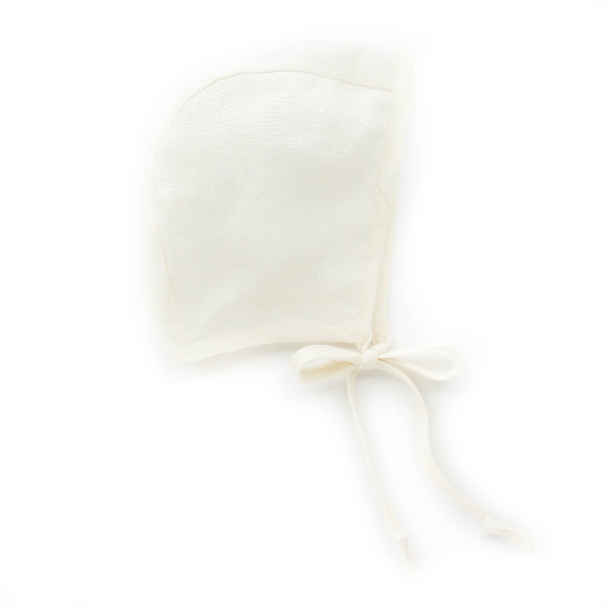 Ivory Linen Bonnet - 6-12m