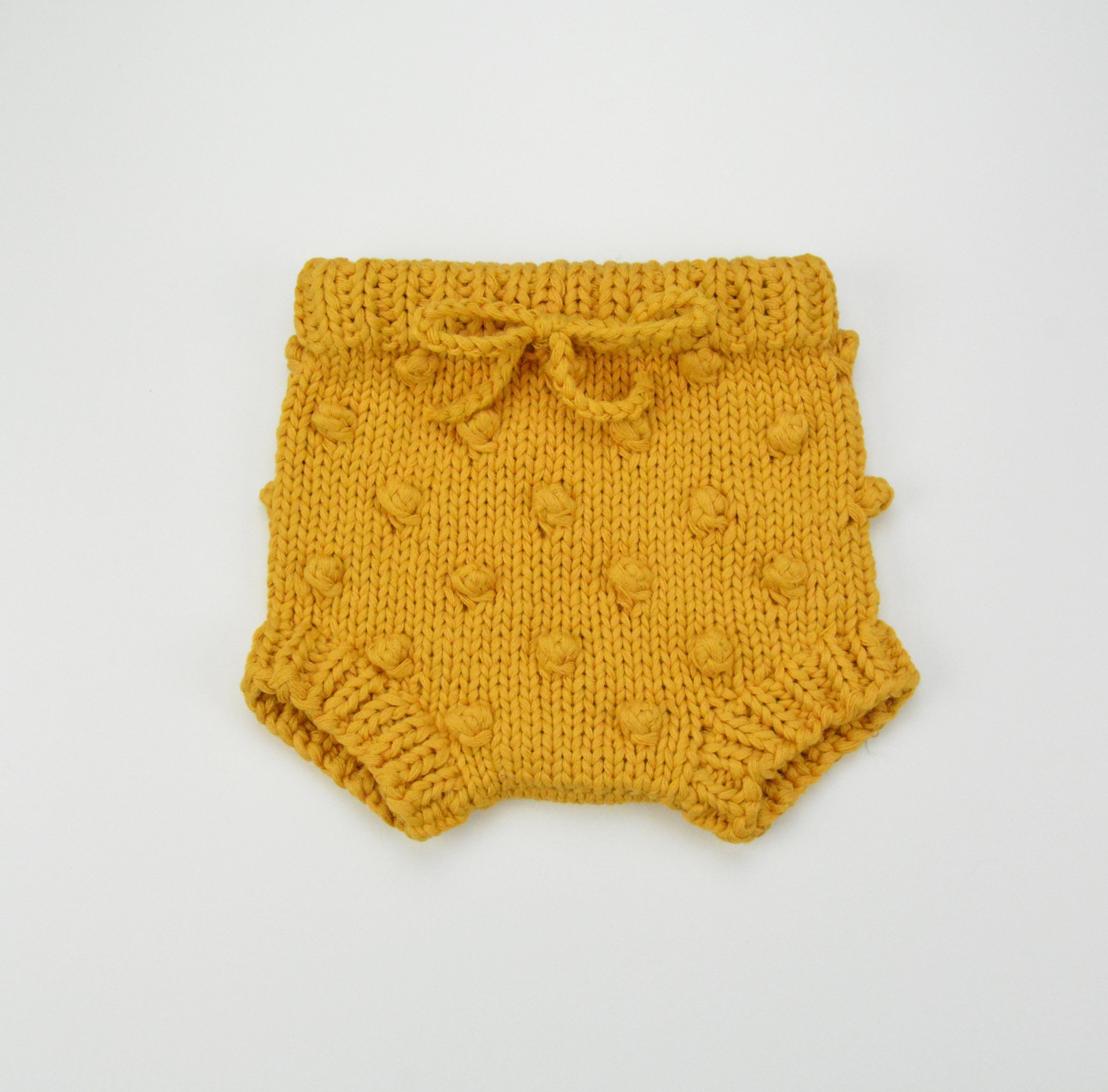 Popcorn Knitted Bloomer - Mustard - Small