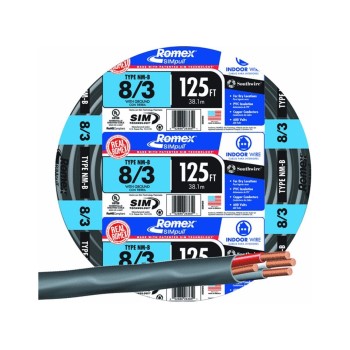 Southwire 63949202 Non-Metallic 8/3  Sheathed Cable w/Ground ~ 125 Ft