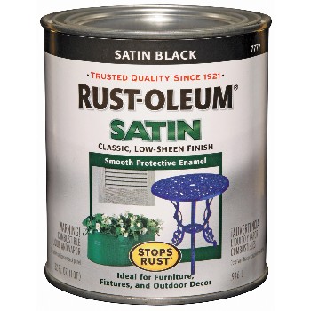 Rust-Oleum 7777502 Stops Rust Satin Enamel Paint, Black ~ Quart