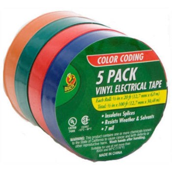 Shurtech  299020 Electrical Tape, Assorted Colors/5 Pak ~ 1/2" x 20 ft