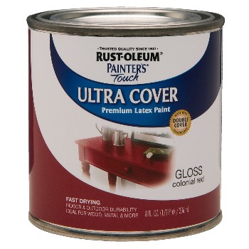 Rust-Oleum 1964730 Ultra Cover Acrylic Latex, Colonial Red Gloss ~ Half Pint
