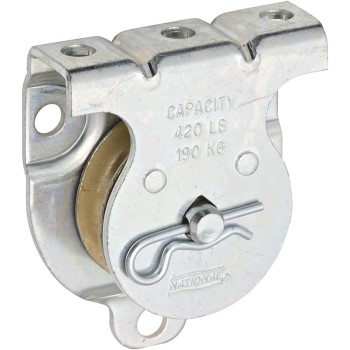 National 233247 Wall or Ceiling Mount Single Pulley, Zinc Plated ~ 1-1/2"