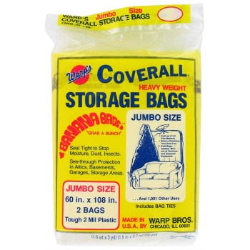 Warp Bros CB-60 Jumbo-Sized Storage Bags, Yellow ~  60&quot; W x 108&quot; L x 2 Mil