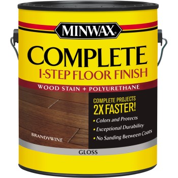 Minwax 672060000 Complete 1 Step Floor Finish Wood Stain, Brandywine Gloss ~ Gallon