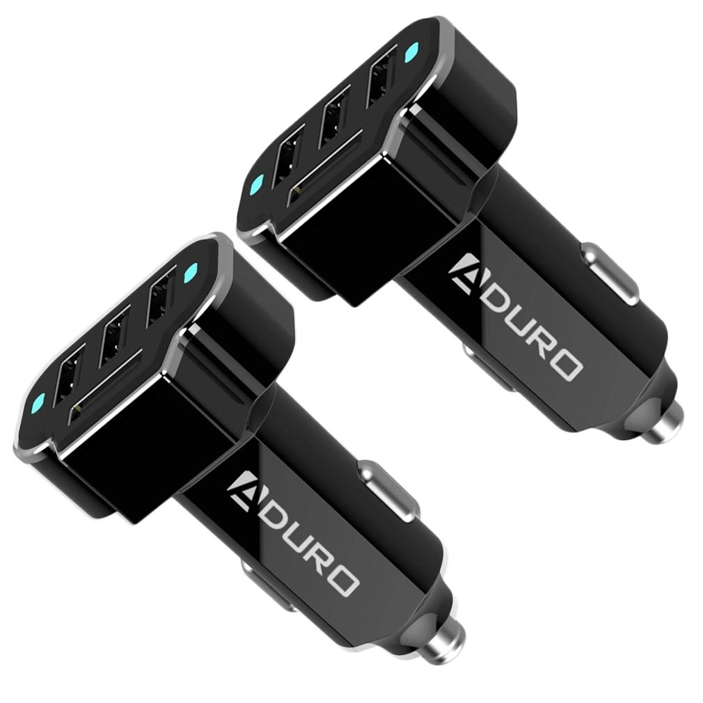 2-Pack: PowerUp 4 USB Port Car Charger Adapter / Black