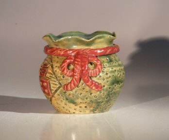 Green Glazed Ceramic Holiday Pot - Round<br><i>3.5x3.5</i>