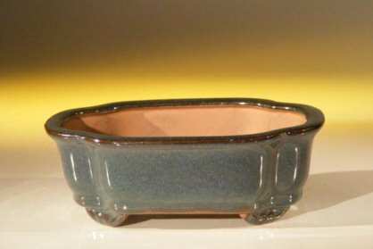 Dark Green Ceramic Bonsai Pot - Rectangle <br><i>6.125 x 5.0 x 2.125</i>