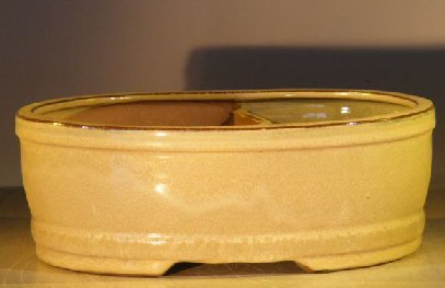 Beige Ceramic Bonsai Pot  <br>Land/Water Divider <br><i>10 x 8 x 3.75</i>