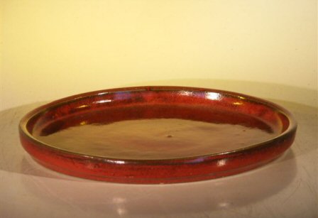 Parisian Red Ceramic Humidity/Drip Bonsai Tray - Round<br><i>8 x 1 OD / 7.5 x 1.0 ID</i>