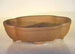 Tan Unglazed Ceramic Bonsai Pot - Oval <br>12 x 9.625 x 3.5