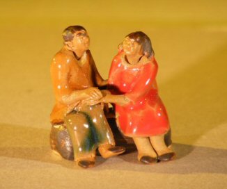Miniature Glazed Figurine<br>Loving Couple Holding Hands