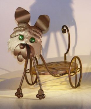 Metal Dog Garden Pot Holder with Moving Head and Tail.<br>21.0 x 8.0 x 15.0