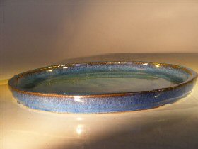 Blue Ceramic Humidity/Drip Bonsai Tray - Round<br><i> 10.0 x 1.0 OD / 9.25 X .5 ID</i>