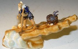 Miniature Figurine<br>Man On Raft Riding Wave<br>Fine Detail