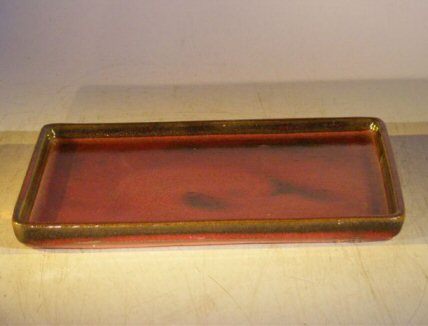 Parisian Red Ceramic Humidity/Drip Bonsai Tray - Rectangle<br><i>7.5 x 5.5 x 1.0 OD<br>7.5 x 5.5 x .5 ID</i>