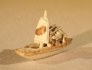 Ceramic Miniature Sampan Figurine<br>Small Size