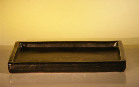 Black Ceramic Humidity/Drip Bonsai Tray (Rectangle)<br><i>12.5 x 9.25 x 1.0 OD<br>11.0 x 8.0 x 0.5 ID</i>