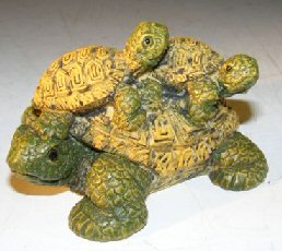 Miniature Turtle Figurine&lt;br&gt;&lt;i&gt;&lt;/i&gt;Three Turtles - Two Turtles Sitting on Back