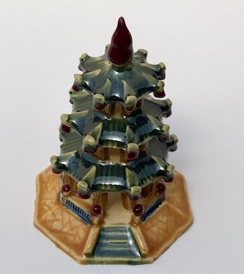 Glazed Ceramic Pagoda Figurine