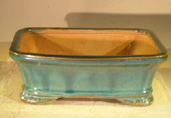 Green/Blue Ceramic Bonsai Pot - Rectangle<br>7.0 x 5.5 x 2.375