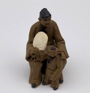 Ceramaic Figurine<br>Woman & Child Sitting On A Bench