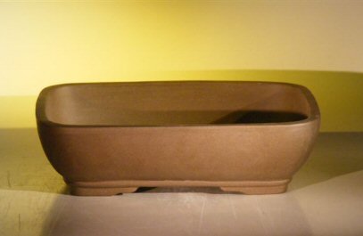 Tan Unglazed Ceramic Bonsai Pot - Rectangle<br><i>14.125 x 11.0 x 4.0</i>