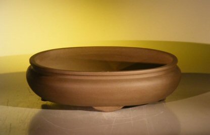 Tan Unglazed Ceramic Bonsai Pot - Oval<br><i>14.125 x 11.0 x 4.0</i>