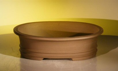 Tan Unglazed Ceramic Bonsai Pot - Oval<br><i>14.0 x 11.0 x 4.0</i>