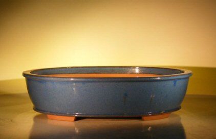 Blue Ceramic Bonsai Pot - Oval <br><i>20 x 16 x 5 OD<br>18 x 14 x 4.25 ID</i>