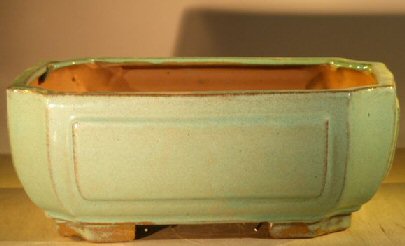 Light Blue/Green Ceramic Bonsai Pot - Rectangle <br>Professional Series <br><i>10 x 8 x 4</i>