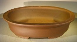 Tan Unglazed Ceramic Bonsai Pot - Oval <br><i>16.5 x 13.25 x 3.75 OD<br>14.25 x 11 x 3 ID</i>