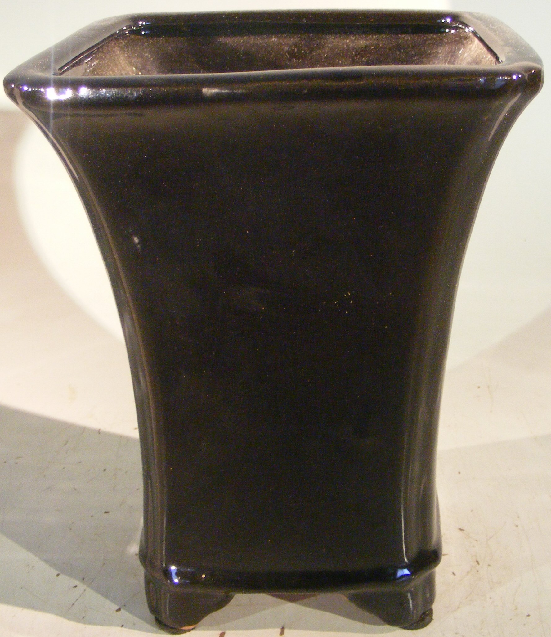 Black Ceramic Bonsai Pot - Cascade <br><i>6.25 x 6.25 x 8 tall OD, <br>5 x 5 x 7 tall ID</i>