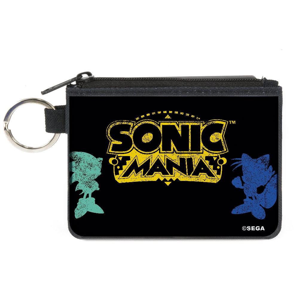 SONIC COMIC Canvas Zipper Wallet - MINI X-SMALL - SONIC MANIA Sonic & Tails Silhouette Pose Black Yellow Blues