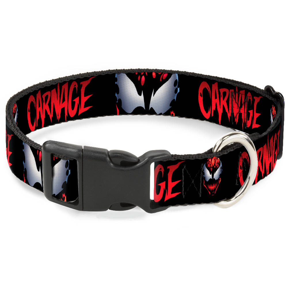 Plastic Clip Collar - CARNAGE Face/Eyes Black/Red/White