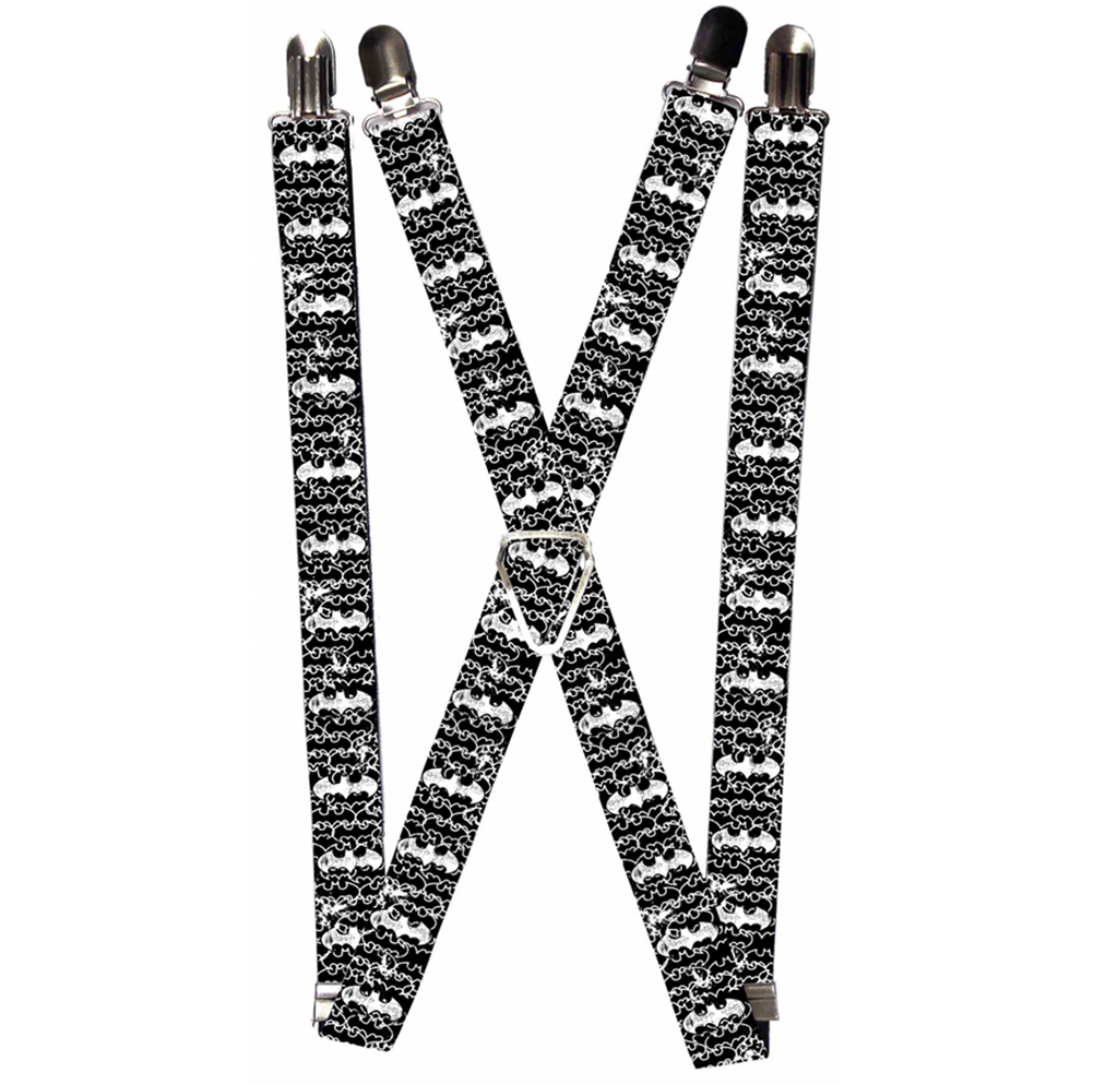 Suspenders - 1.0" - Batman Outlines Black White