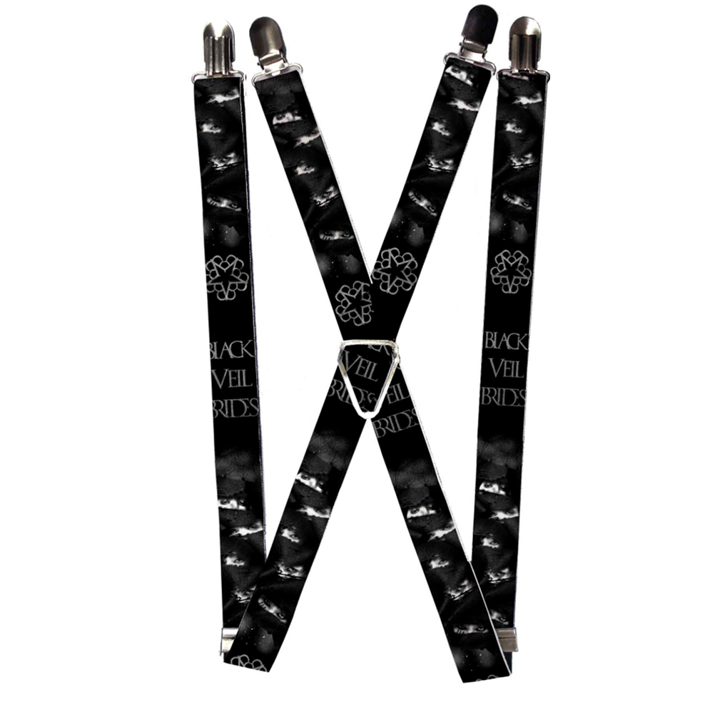 Suspenders - 1.0" - BLACK-VEIL-BRIDES w Face & BVB Star Logo Black Grays