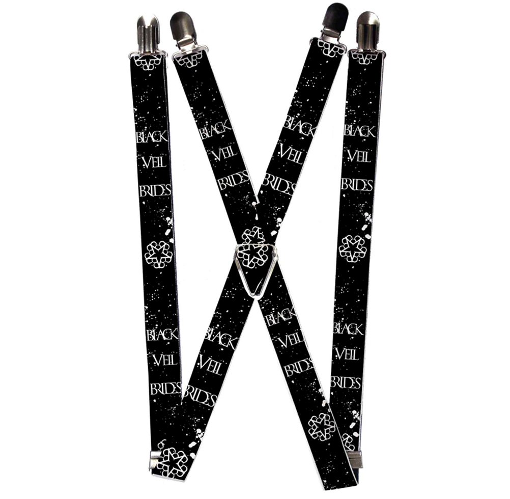 Suspenders - 1.0" - BLACK-VEIL-BRIDES w BVB Star Logo Black White