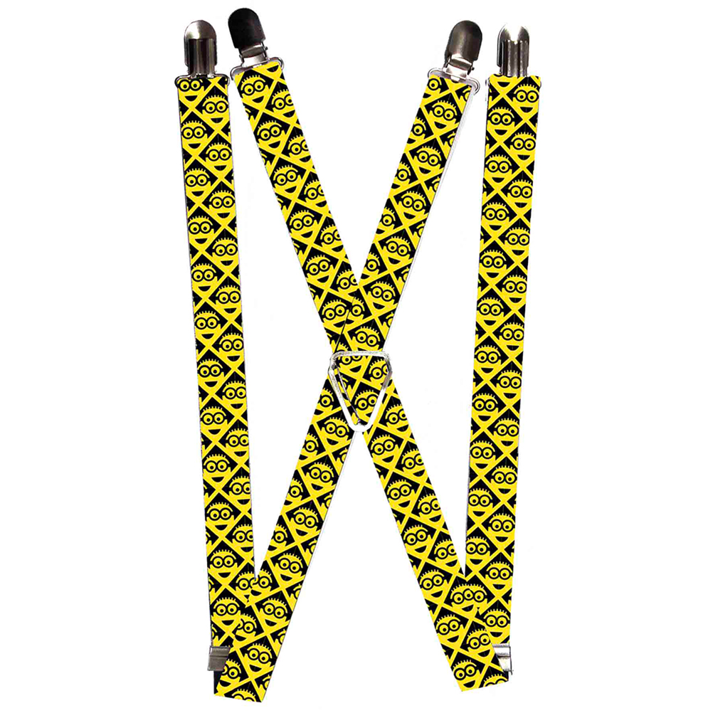 Suspenders - 1.0" - Minion Diamond Blocks Yellow Black