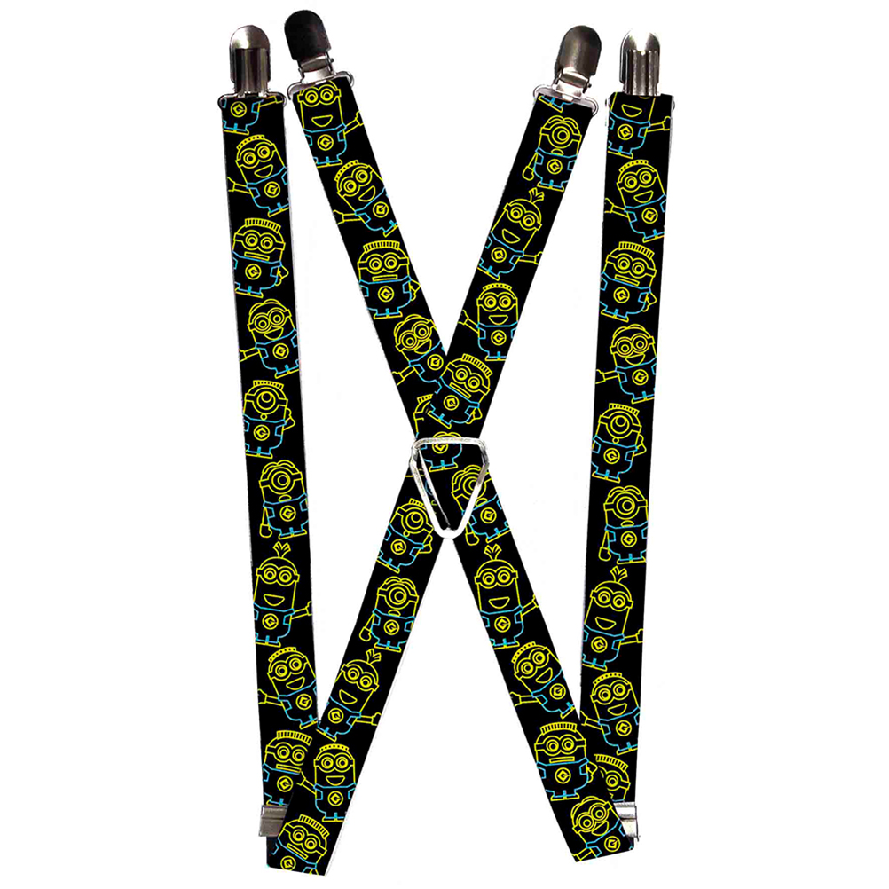 Suspenders - 1.0" - Electric Minions Black Yellow Blue
