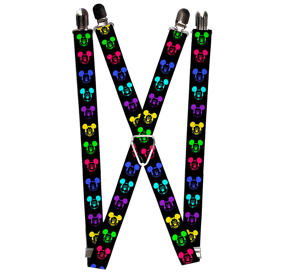 Suspenders - 1.0" - Mickey Expressions Black Multi Neon