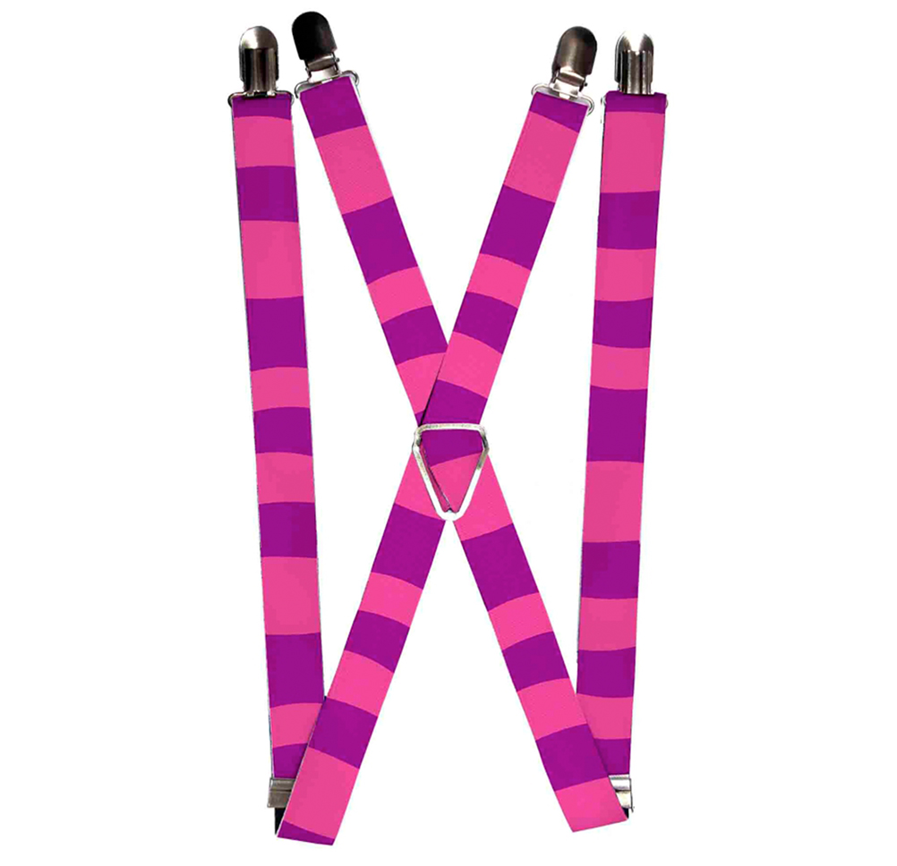Suspenders - 1.0" - Cheshire Cat Stripe Pink Purple