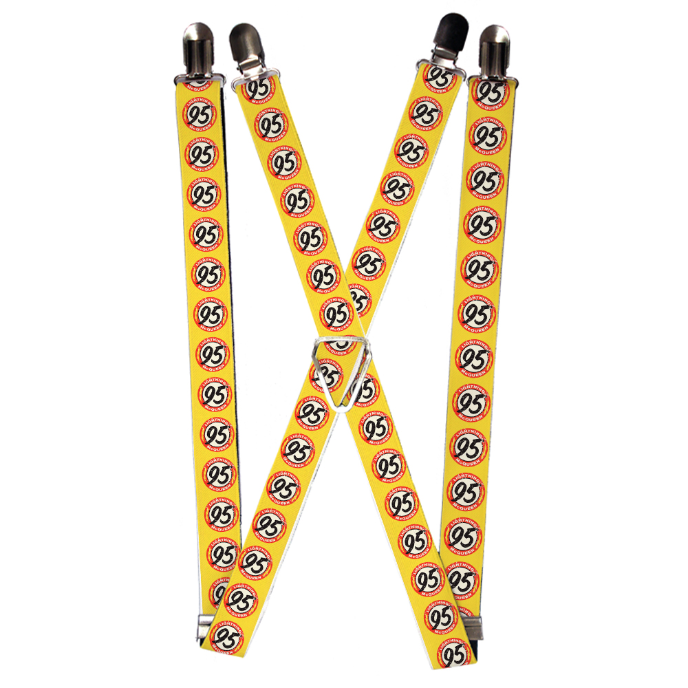Suspenders - 1.0" - Cars 3 LIGHTNING MCQUEEN 95 Icon Weathered Yellow Red White Black