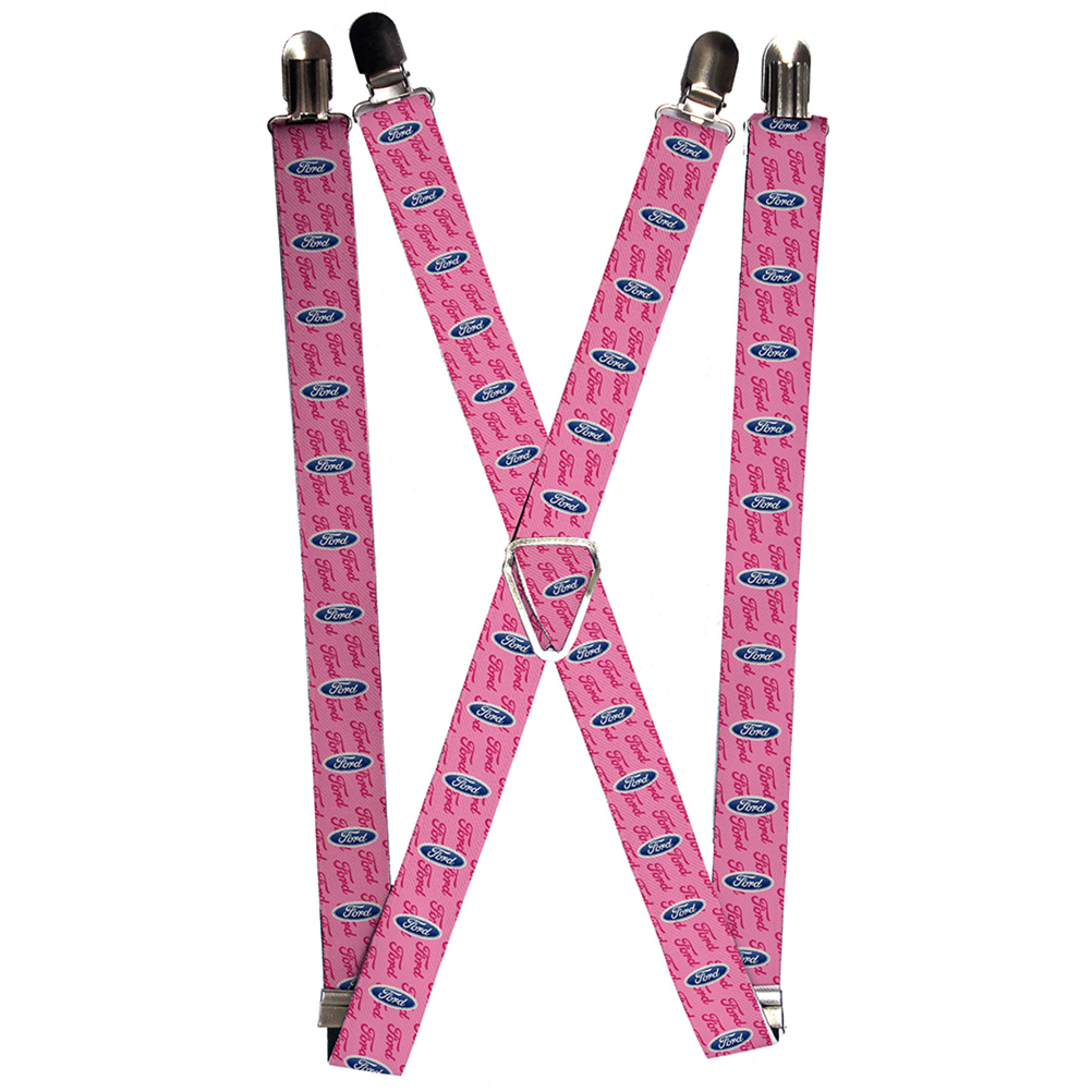 Suspenders - 1.0" - Ford Oval w Text PINK REPEAT