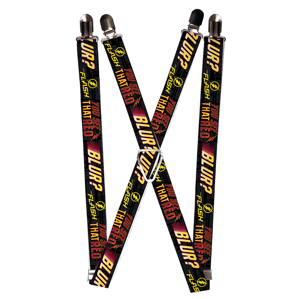 Suspenders - 1.0" - THE FLASH Logo YOU SEE THAT RED BLUR? Grays Yellows Reds
