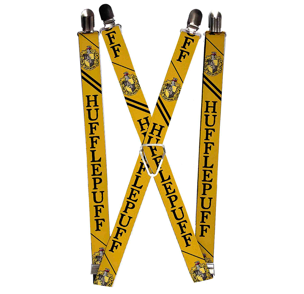 Suspenders - 1.0" - HUFFLEPUFF Crest Stripe2 Yellow Black