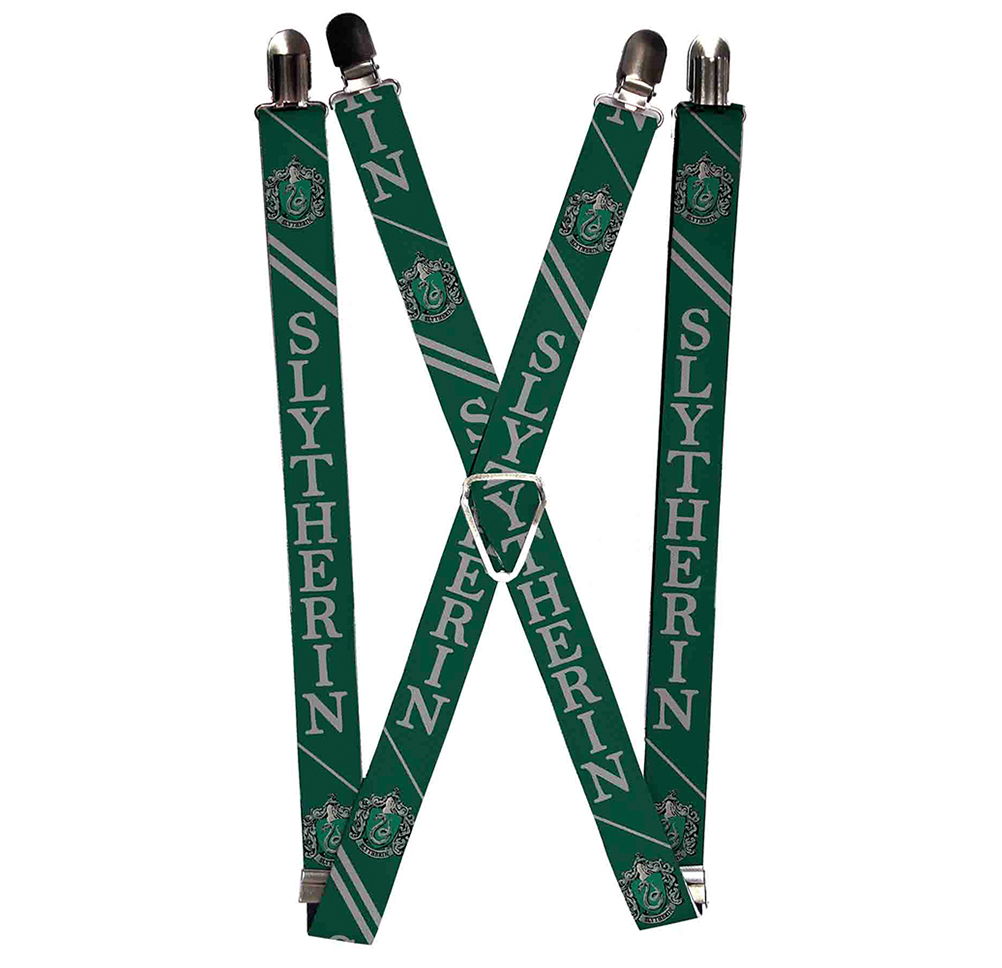 Suspenders - 1.0" - SLYTHERIN Crest Stripe2 Green Gray