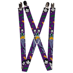 Suspenders - 1.0" - Joker Face Pose Elements Collage Purple Green Yellow