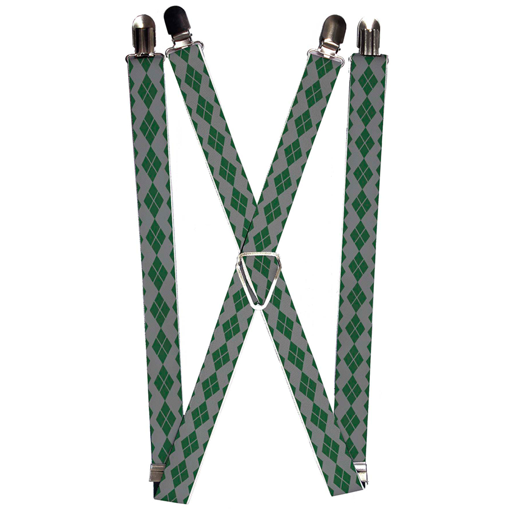 Suspenders - 1.0" - Joker Diamonds Gray Green